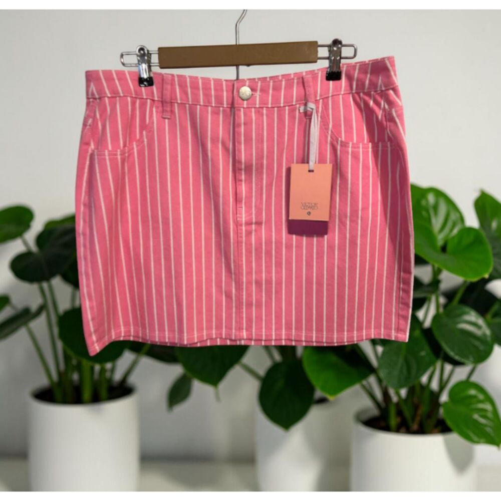Wild Fable Pink Pinstripe Denim Mini Skirt Size 16 NWT